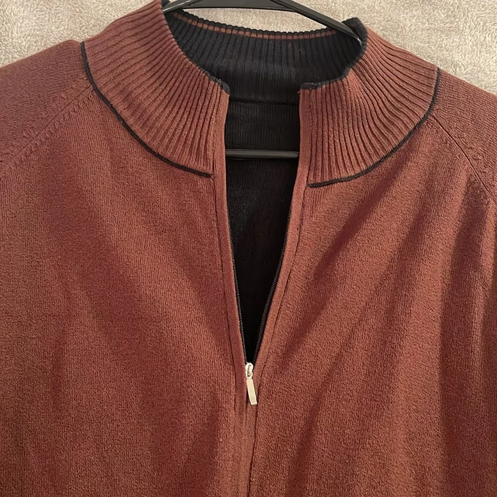 Barry Bricken reversible full zip Cardigan Men’s XL  SILK blend Black &‎ Brown